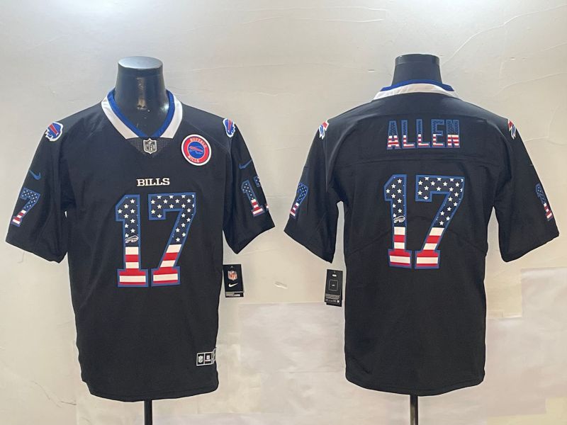 Men Buffalo Bills 17 Allen Black Flag Edition 2024 Nike Limited NFL Jersey style 3